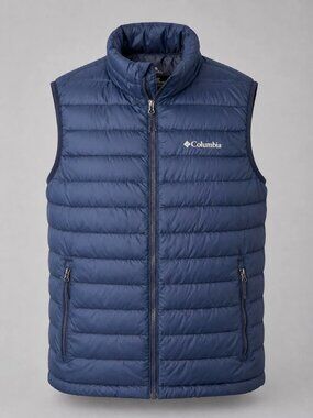 Columbia Mens Size Medium Vest Navy Blue Omni-Heat Powder Lite Insulated Puffer